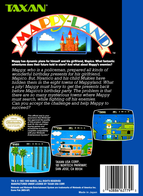 Mappy-Land box art for Famicom